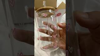 Cute glass tumbler😍❤️fypシ゚viral asmrsounds heart glass tumbler youtubeshorts unboxing [upl. by Lavery120]