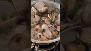 Fresh Steamed Clams cooking seafood [upl. by Atiuqel]