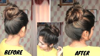 How To  Pullout Hair To create Volume in Thin Hair  Volumized Messy Bun [upl. by Maite413]