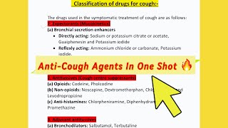 Expectorants and Antitussive Agents In One Shot  Drugs For Cough  Final Hour Revision For Exam 🚀 [upl. by Bernstein]