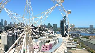 Melbourne Star Observation Wheel Docklands Melbourne Drone 4K 2023 [upl. by Elaina171]