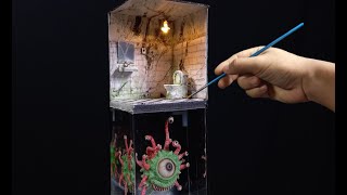 How To Make a Monster Many Eyes Under The Toilet  Diorama  Polymer Clay  Epoxy Resin [upl. by Suoivatram]