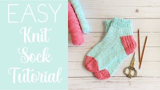 Ericas Easy Knit Sock Tutorial Beginner Friendly Knitting Tutorial [upl. by Lekim]