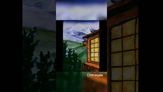 Mountain village 🏔️ Landscape painting trending art shorts  Chitraqala [upl. by Robma319]