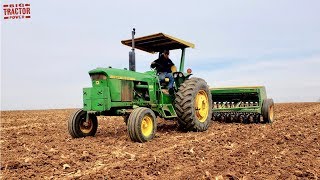 JOHN DEERE 4020 Tractor Seeding Oats [upl. by Bobbette]