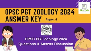 OPSC PGT Zoology 2024 Answer Keypaper1 OPSC PGT Zoology 2024 Question with Answersopsc pgt pyq [upl. by Skilken328]