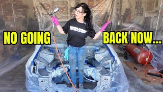 Painting The Engine Bay On My EK Civic Hatchback  Turning Garage Into a Paint Booth [upl. by Lemhaj]