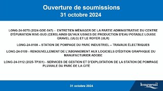 Ouverture de soumissions 31 octobre 2024 [upl. by Eciened]