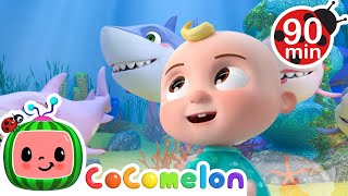 JJs Family and the Baby Sharks  Cocomelon 90 MINS  Moonbug Kids  Cartoons amp Toys [upl. by Aleak]