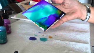 Alcohol ink tile coaster tutorial [upl. by Oaoj]