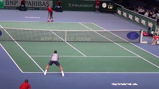 Milos Raonic great defense in Slow Motion vs Federer Court Level ATP Match [upl. by Rodmun]