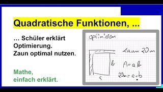 Quadratische Funktionen Schülerin erklärt Optimierung Zaun und größte Fläche [upl. by Lietman]