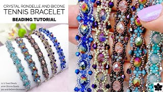 Crystal Rondelle and Bicone Bead Tennis Bracelet Tutorial beebeecraft [upl. by Genevra]