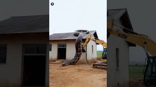 Excavator Strike AGiant Python on the Roofpythonencounter giantanimal bigpython excavator [upl. by Lletnom]