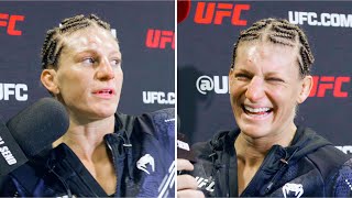 KAYLA HARRISON REVEALS SECRET BET SHE MADE WITH ALEX PEREIRA AND REACTS TO WIN AT UFC 307 [upl. by Pelagi700]