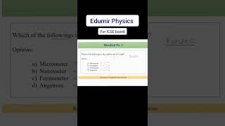 MCQ3 Smallest unit of Length shorts icseclass9 physics [upl. by Ailasor]