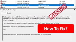 Fix Error Event d 56 Application Popup [upl. by Teresita906]