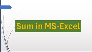 sum in msexcelautosum in ms excelsum in excel sum rules in exceladdition in ms excelmsexcel [upl. by Affrica]