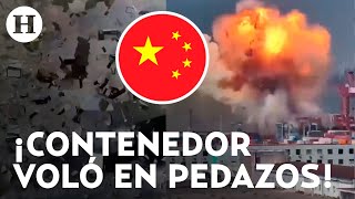 Impactantes imágenes  Captan momento exacto de una explosión en un buque de China [upl. by Shirl]