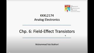 Analog Electronics Lecture 6 FET Amplifiers [upl. by Delphina]