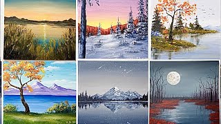 10 Easy Acrylic Painting for Beginners  Acrylic Painting 1 hours [upl. by Klapp]