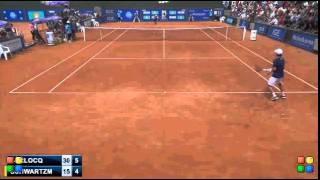 Diego Schwartzman hits a tweener lob against Carlos Berlocq Challenger Porto Alegre Final 2014 [upl. by Kcirtap652]