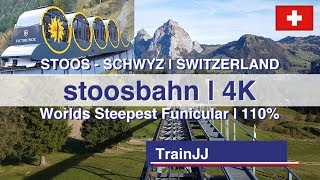 Stoosbahn Switzerland Downhill  Worlds Steepest Funicular  Steilste standseilbahn der Welt  4K [upl. by Acinom]