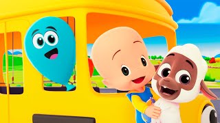 Wheels on the bus Animals  Cleo amp Cuquin Fun Nursery Rhymes [upl. by Namya]