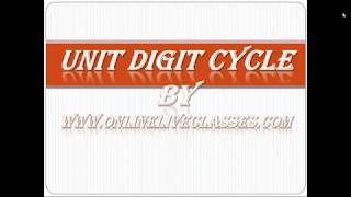 Unit Digit Cycle  Online Live Classes  Online Test Series [upl. by Ahselet]