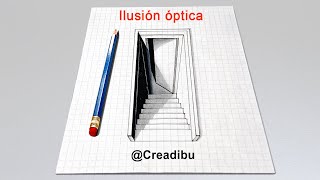 Dibujo de una Escalera hacia una Puerta Subterránea  ¡Ilusión óptica [upl. by Pratt]