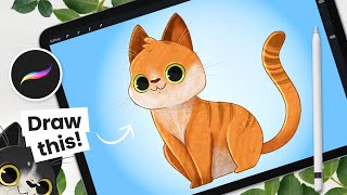 The Cutest Way To Draw A CAT • Cute • Easy Procreate Tutorial [upl. by Neetsyrk]