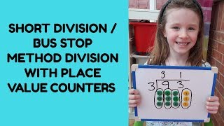 Short division  bus stop method division with place value counters [upl. by Jecho]