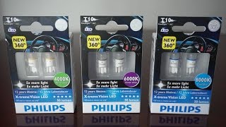 Philips XtremeVision LED T10 w5w 4000k vs 6000k vs 8000k [upl. by Thorner753]