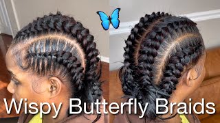 How To 4 Wispy Butterfly Braids Tutorial  Hair And Product Details [upl. by Pepillo409]