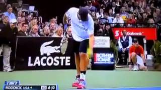 Roddick imitates Djokovic FUNNY [upl. by Wilkens]