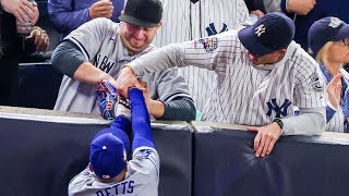 Wild Fan Interference Yankees Fans Ejected for Grabbing Mookie Betts’ Glove at World Series [upl. by Yahsal]