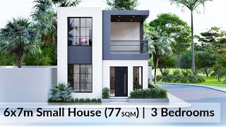 6x7 Meters Small House Design Idea with 3 Bedrooms [upl. by Keelia]