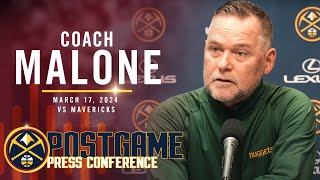 Coach Malone Full Post Game Press Conference vs Mavericks 🎙 [upl. by Nimzay]