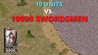 HOW TO BEAT 10000 SWORDSMEN WITH 10 UNITS  Stronghold Crusader [upl. by Lotsirhc]