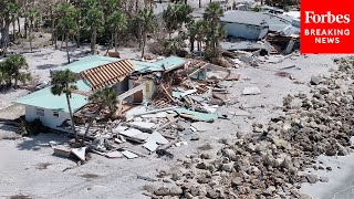 Aerial Views Show Destruction Caused By Hurricane Milton In Manasota Key Florida [upl. by Rempe]