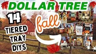 🍁14 GORGEOUS FALL TIERED TRAY DIYsDollar Tree Fall DIYHot Humble Pie [upl. by Janel]