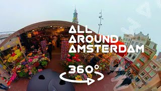 Flowermarket  Bloemenmarkt  Walking Amsterdam in 360 degrees 4K [upl. by Azal]