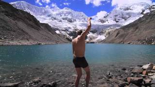 ‪idiot jumps in dangerous peruvian glacial lake causes avalanche‬ [upl. by Yehudit412]