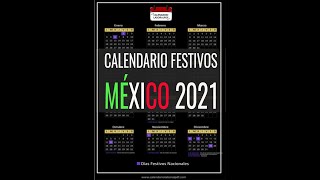 Calendario laboral México 2021  Días Festivos Mexicanos para 2021 Feriados y Puentes MÍRALO [upl. by Ava]