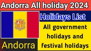 Andorra all holiday list 2024  andorra national holidays and public holidays [upl. by Henderson]