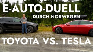 Das ultimative EAutoDuell durch Norwegen  Tesla Model 3 vs Toyota bZ4X [upl. by Rayna]