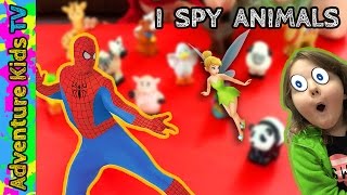 Adventure Kids TV I Spy Treasure Hunt Zoo Animals with Spiderman Fisher Price Little People Animals [upl. by Uy]