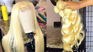 Making A Closure Wig Using Platinum Blond Bundels Start To Finish [upl. by Lemmuela]