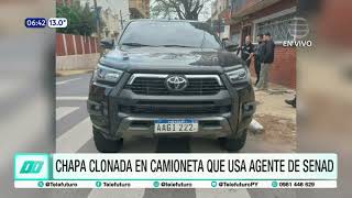 Chapa clonada en camioneta usada por agente de la Senad [upl. by Maltzman931]