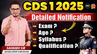 CDS 1 2025 Notification  CDS 1 2025 Age Limit Qualification Syllabus Cutoff Complete Details [upl. by Barri]